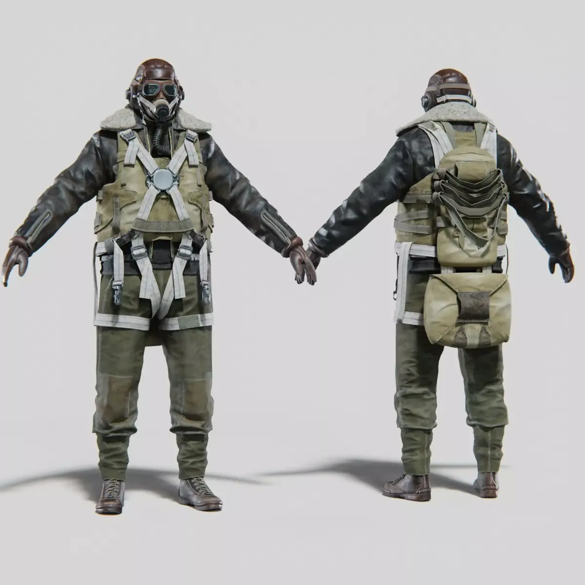 SOLDIER WWII USA Pilot Rigged 3D model