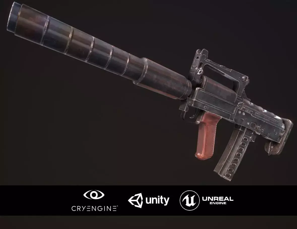 OTs-14 Groza Low-poly 3D model