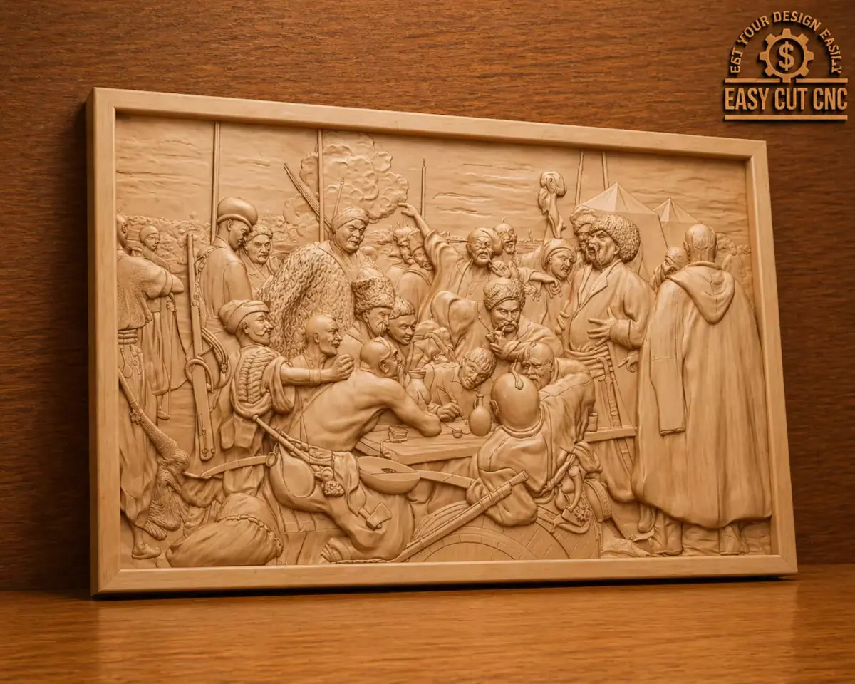 Historic Gathering Scene 3D Relief STL 3D model