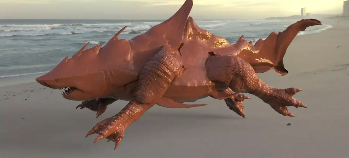 Megalodon Dragon spiked Hybrid with UVs 3D 3D model