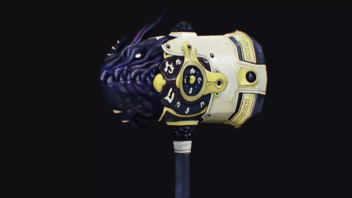 Hammer Mace Maul Bludgeon Mallet Sledgehammer Melee Lizard Head Low-poly 3D model