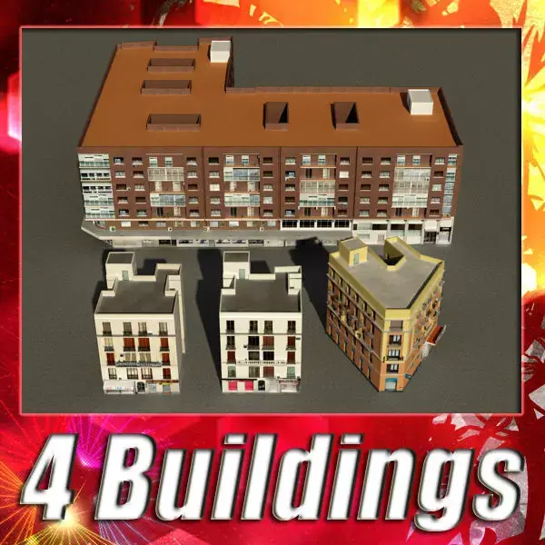 Building Collection 57-60 Low-poly 3D model