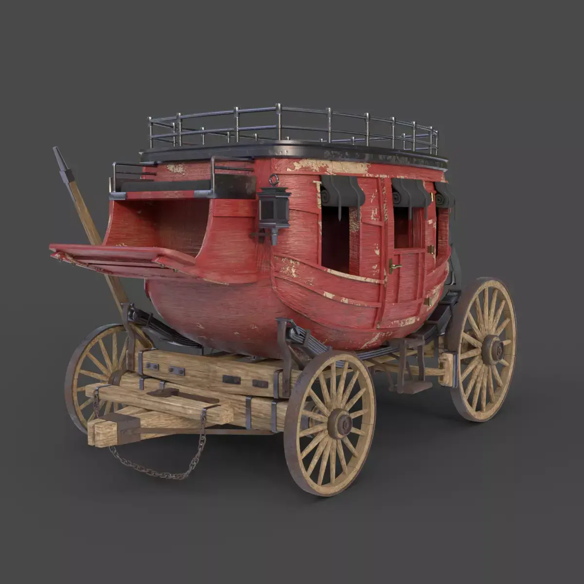 Stage Coach Wagon Low-poly 3D model