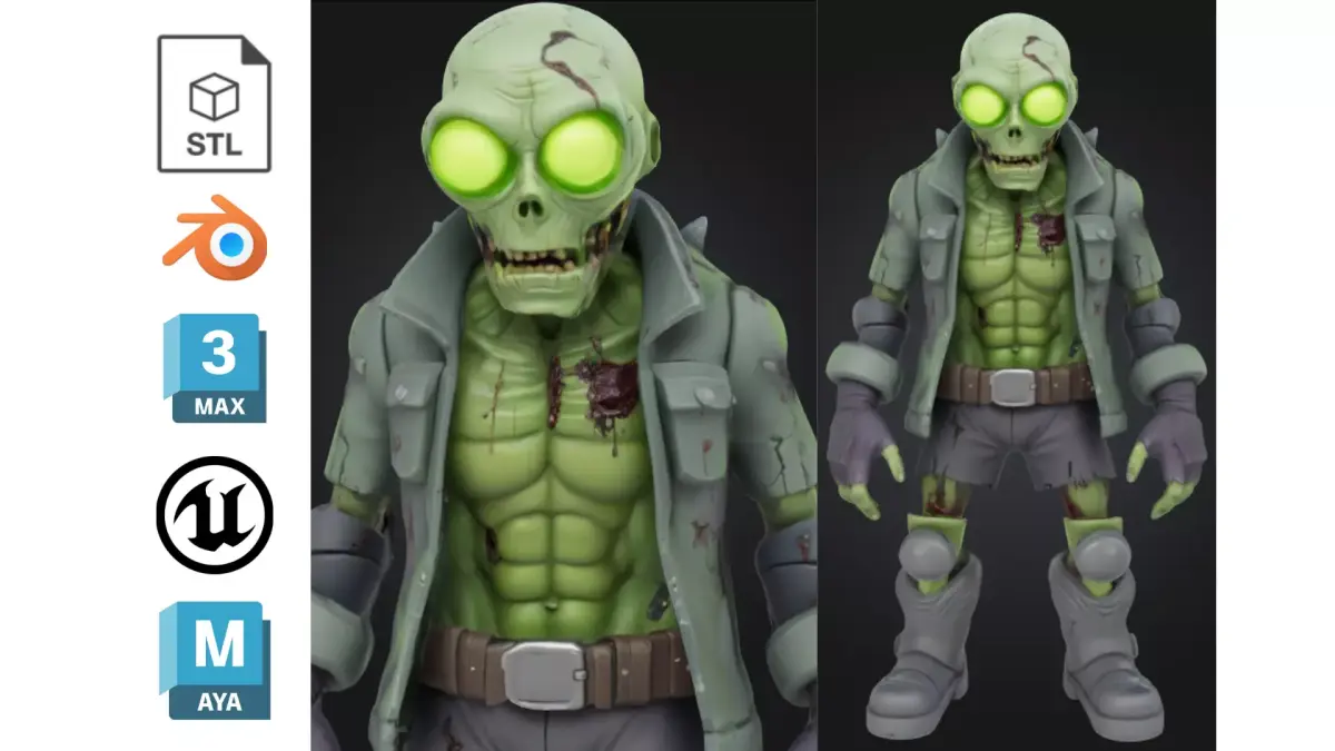 Cartoon Zombie Sci Fi Low-poly 3D model
