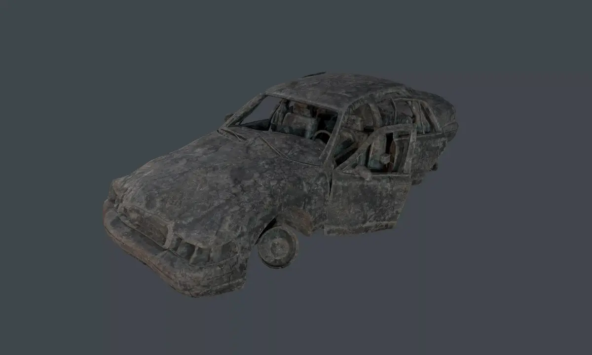 Apocalyptic Damaged Destroyed Vehicle Car Game Ready 24 Low-poly 3D model