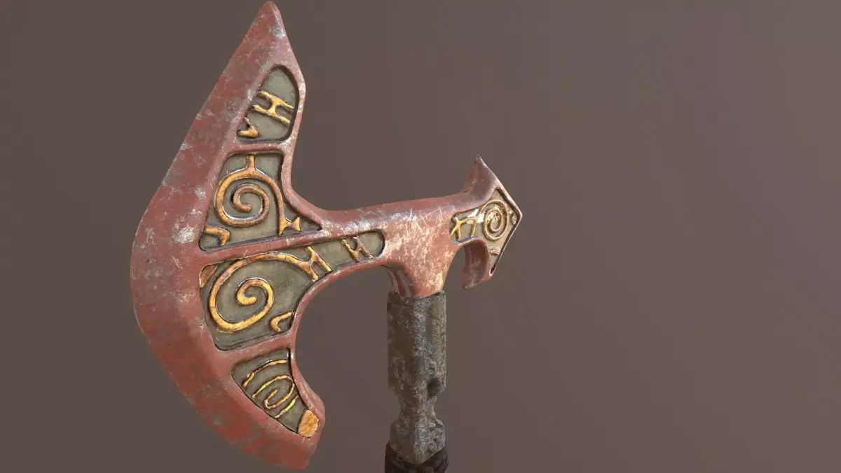 Battle Axe Mid Poly - UV and Textures 3D model
