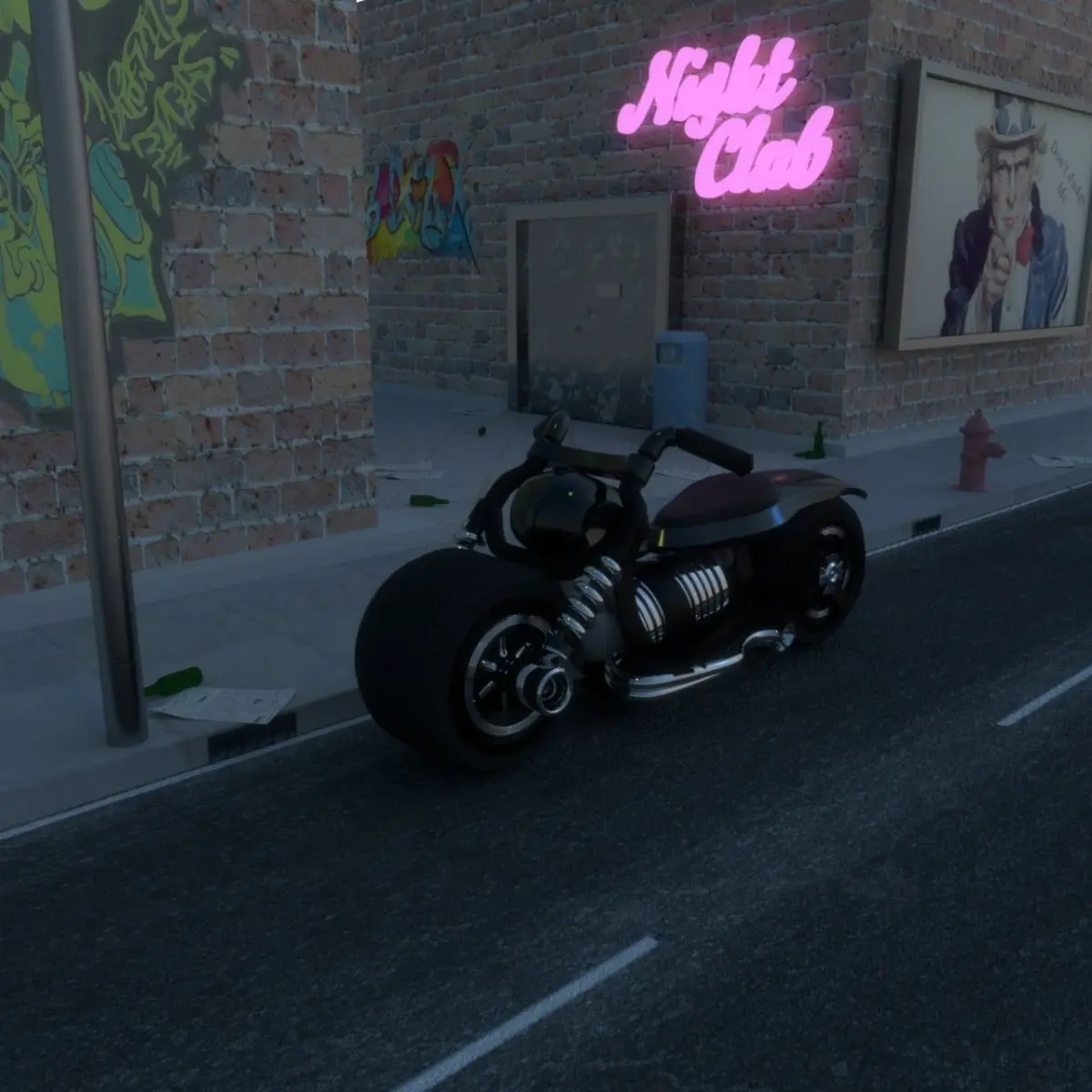 Motorcycle nightclub Low-poly 3D model