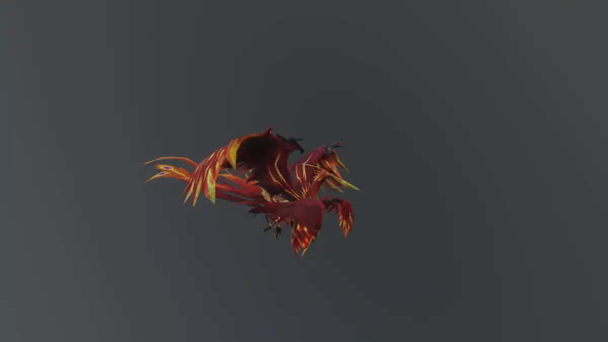 Fire Phoenix Creature Low-poly 3D model