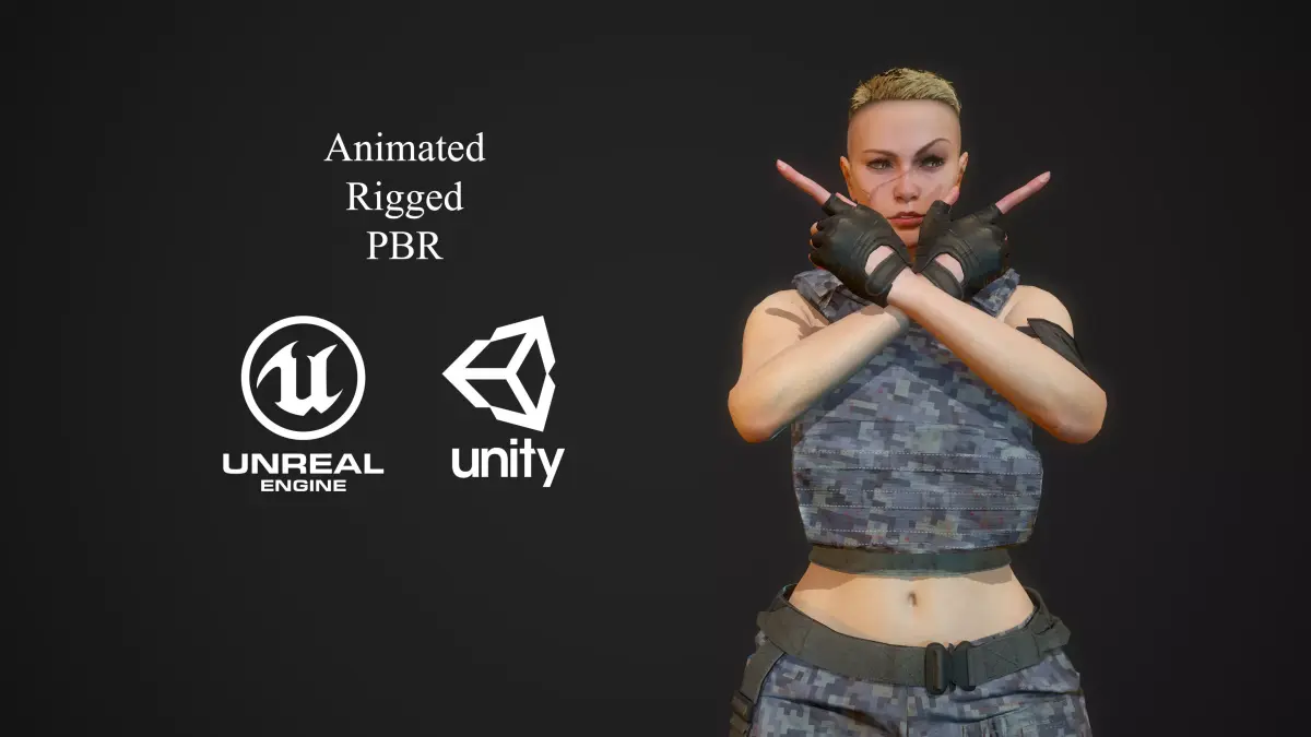 Fighting Girl 3 Low-poly 3D model