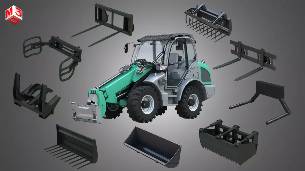 KL80-8T Loader - With 9 Front Loader Parts 3D Model Pack purchase