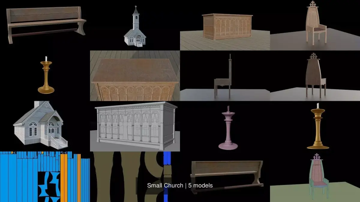Small Church 3D Model Pack