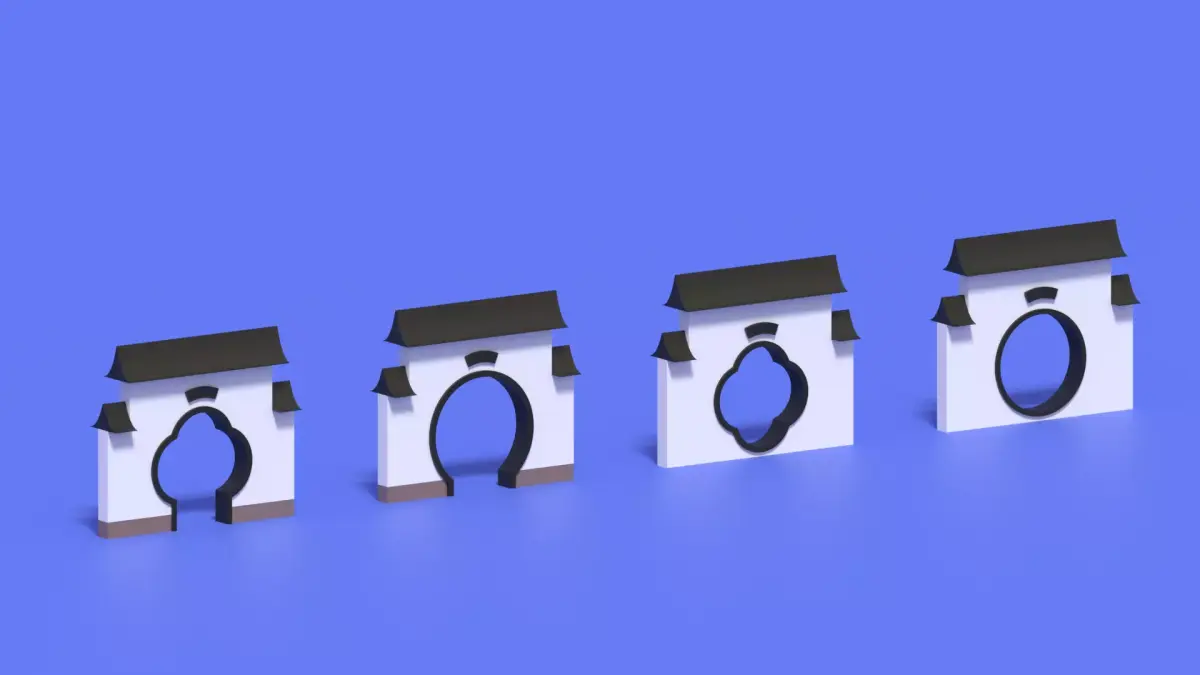 Cartoon Chinese Garden Gate Low-poly 3D model buy