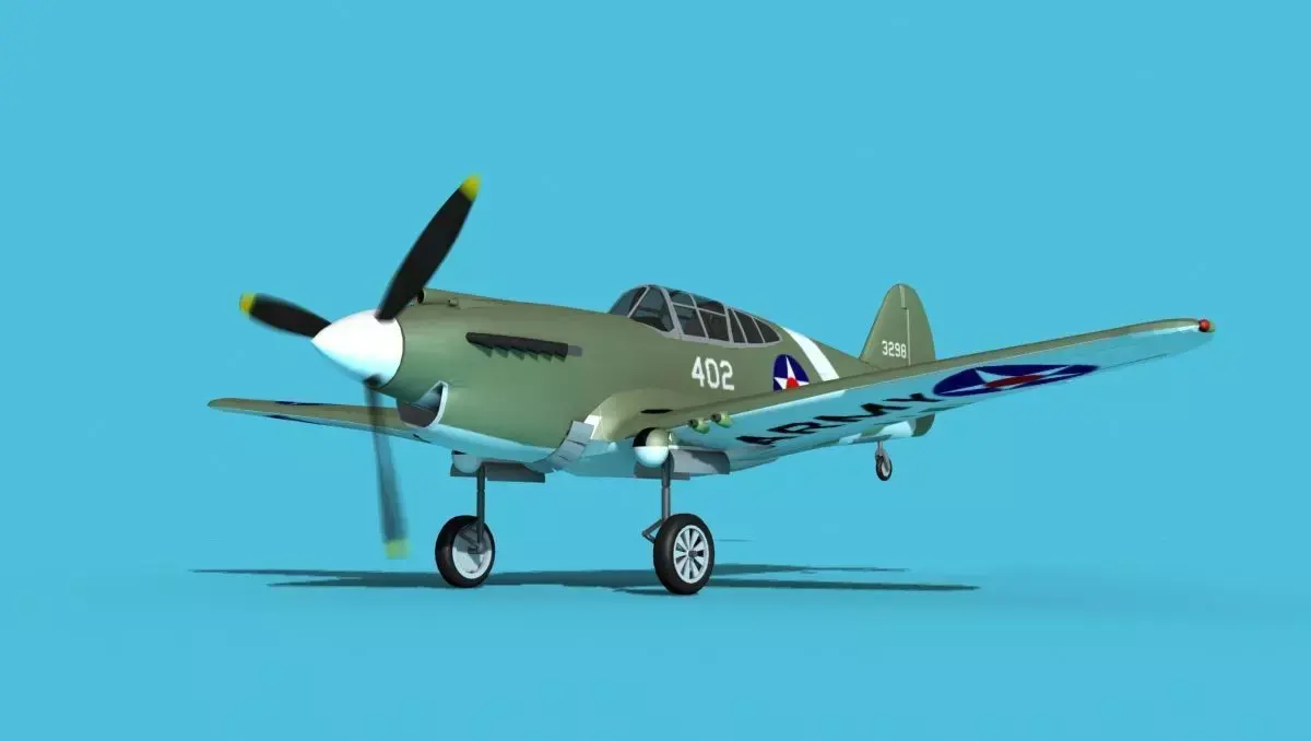 Curtiss P-40B Warhawk V02 USAAF 3D model