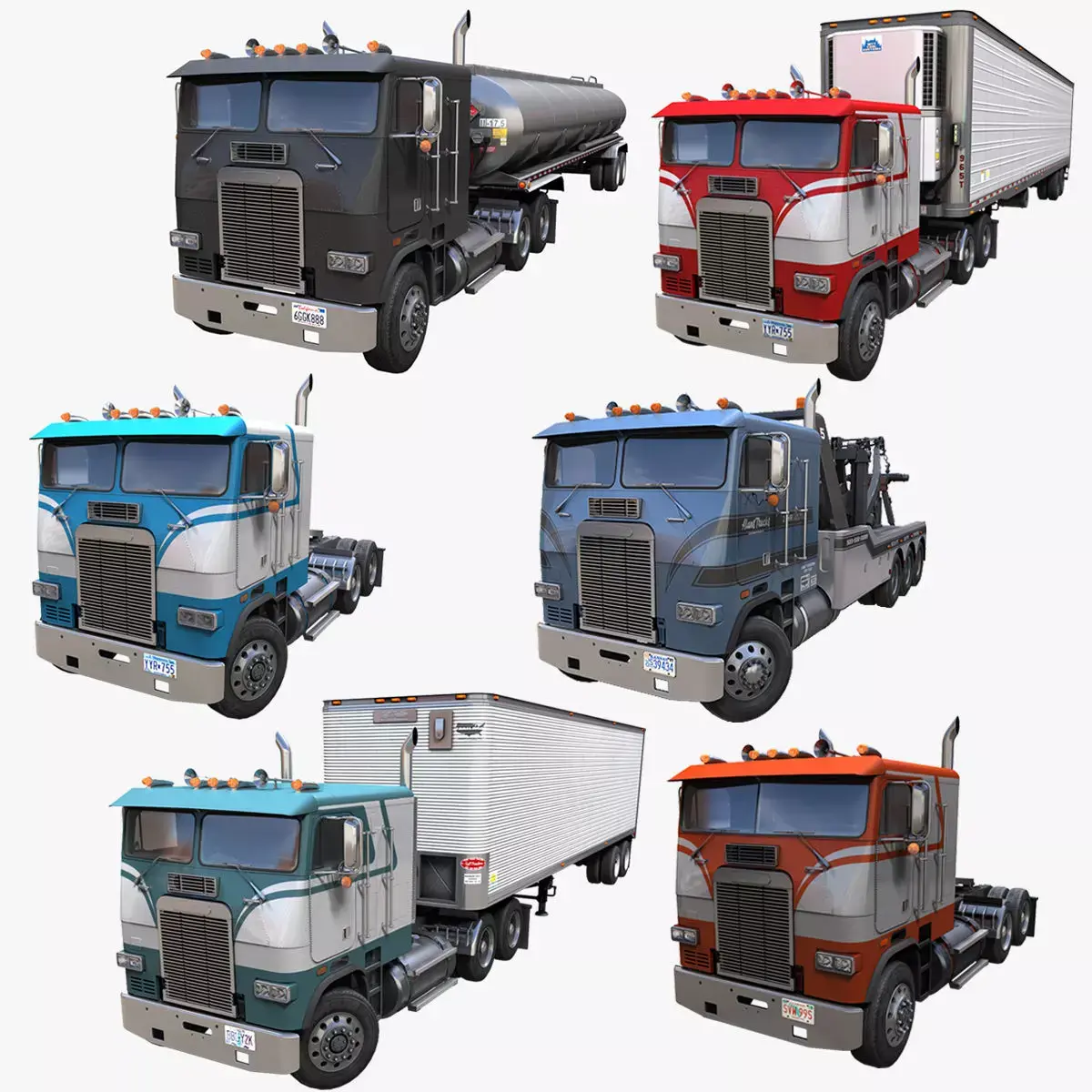 Freightliner trucks 3D Model Pack