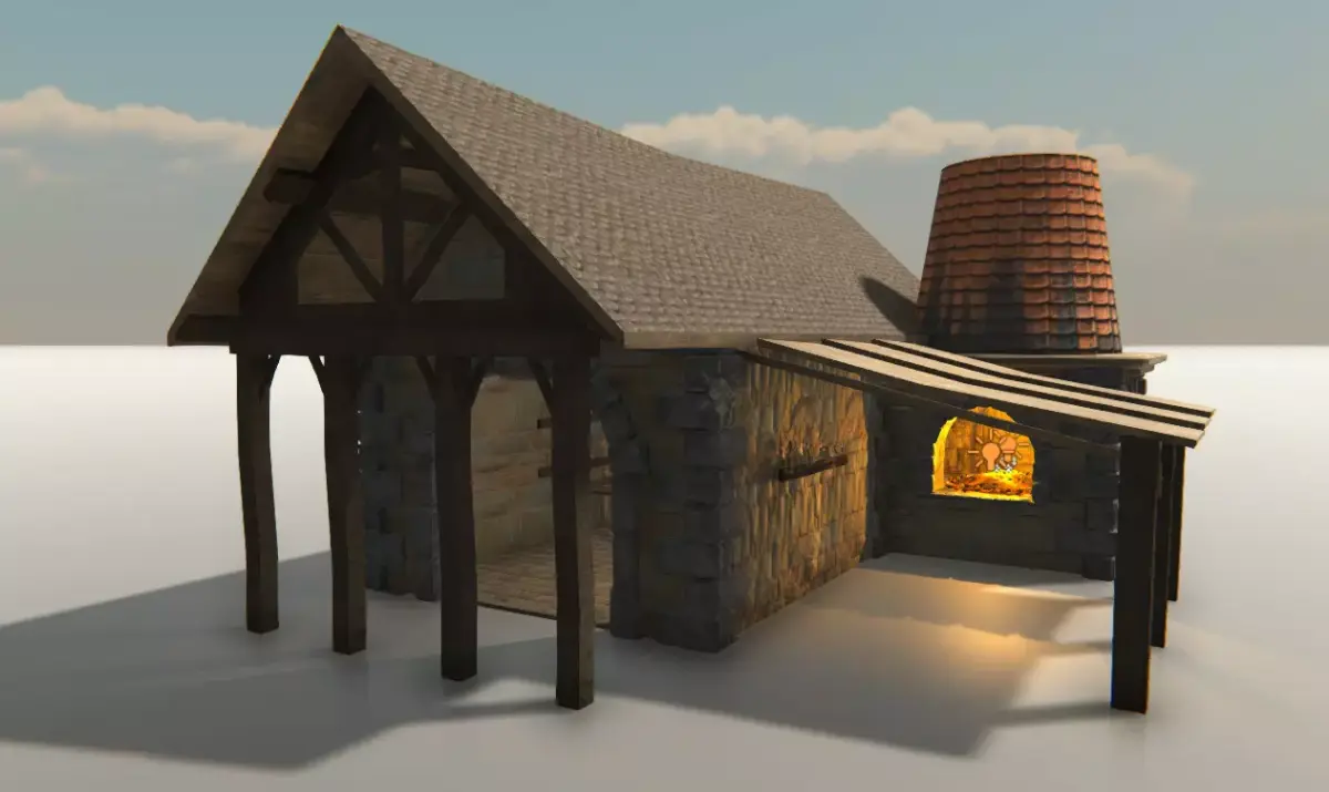 Medieval Forge Game Ready Low-poly 3D model