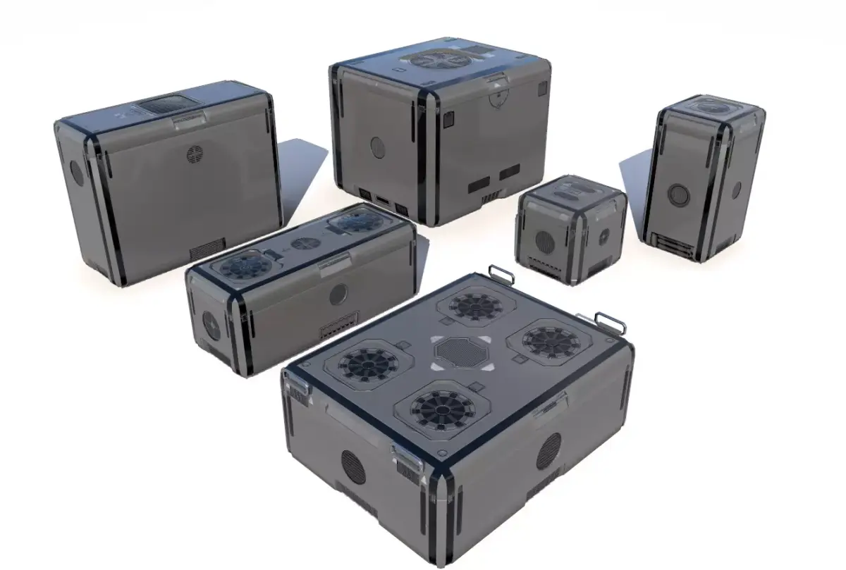 Sci Fi grey cargo crates Low-poly 3D model