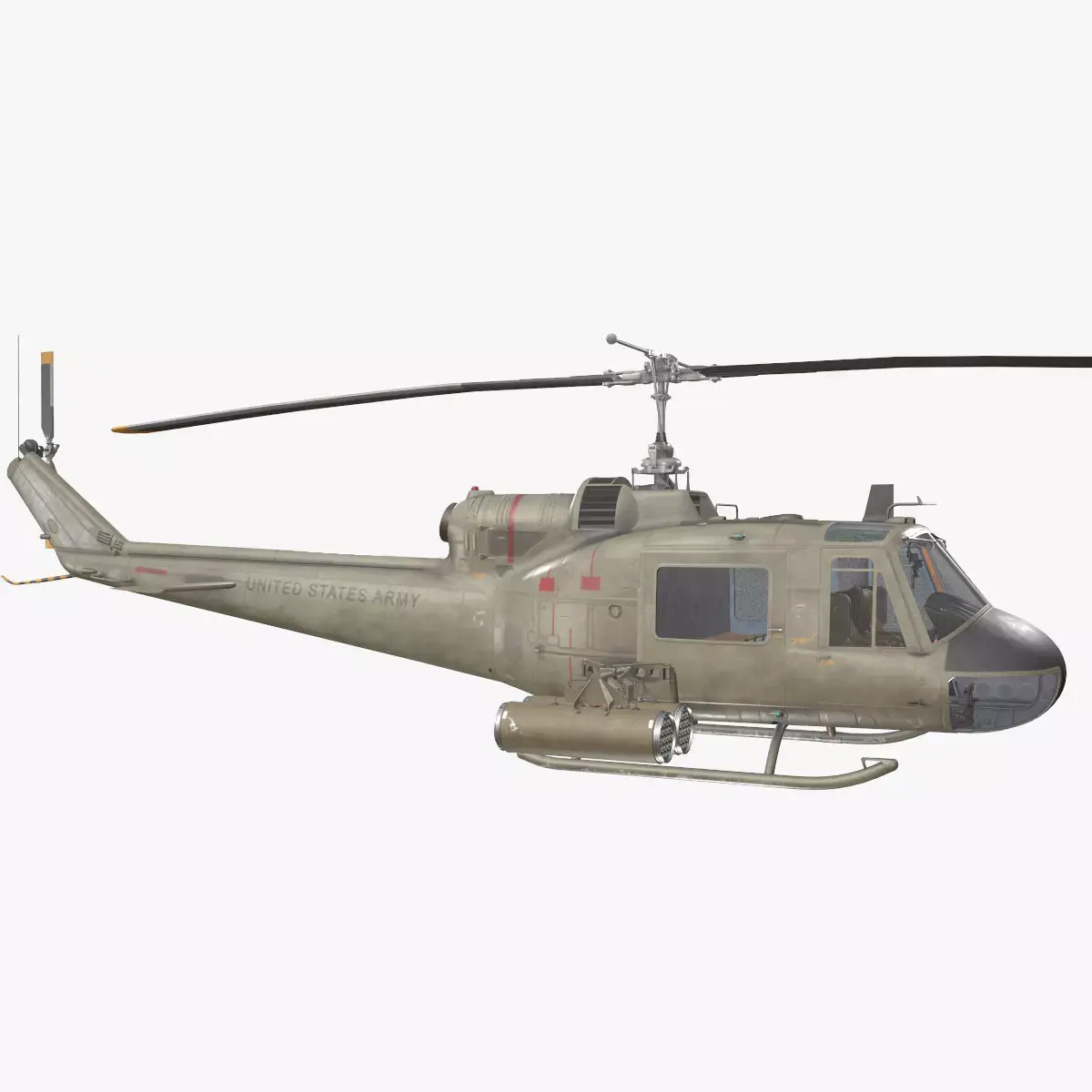 Bell UH-1C US Army Basic Animation Low-poly 3D model