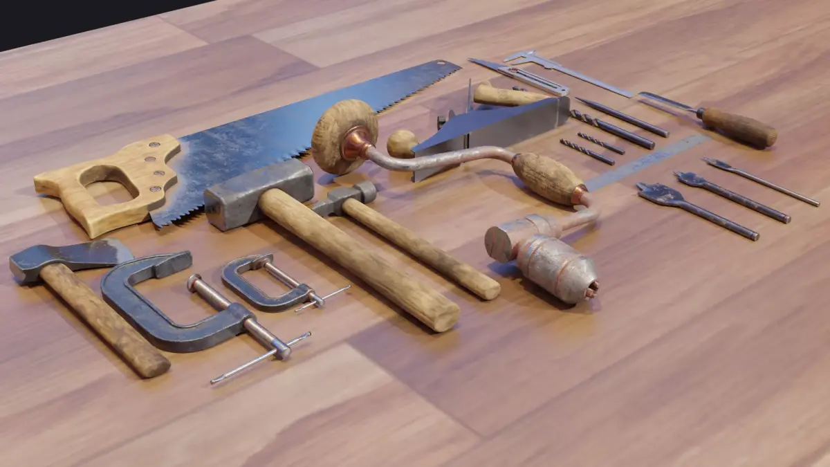 Carpentry Tools Low-poly 3D model