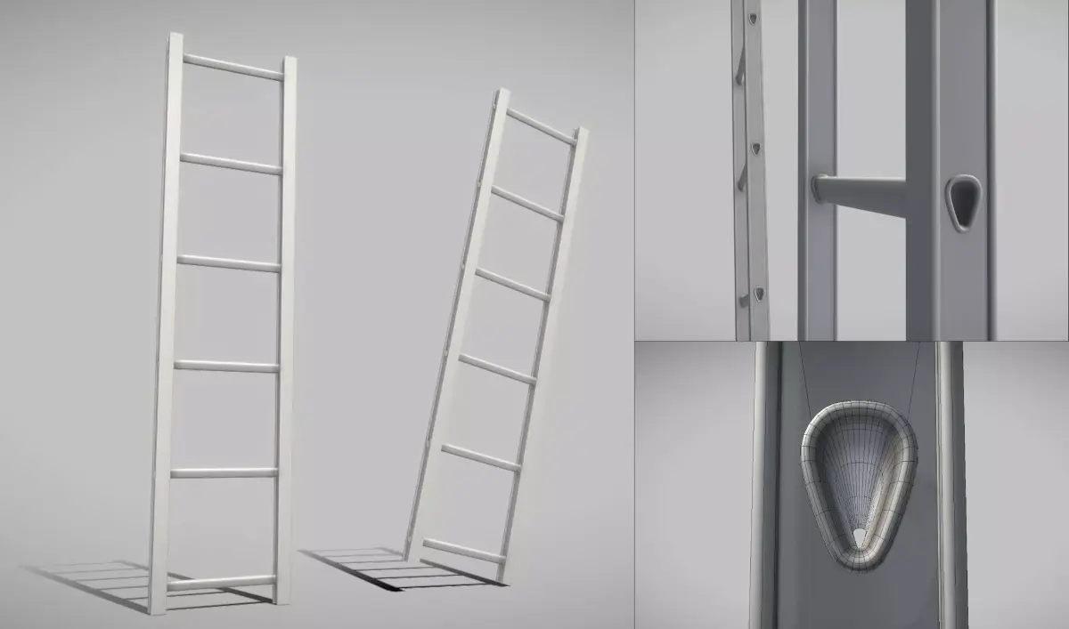 Rung Ladder with 6 Rungs 3D model