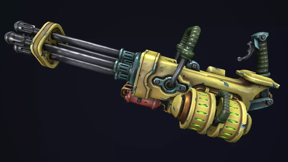 Steampunk minigun Low-poly 3D model