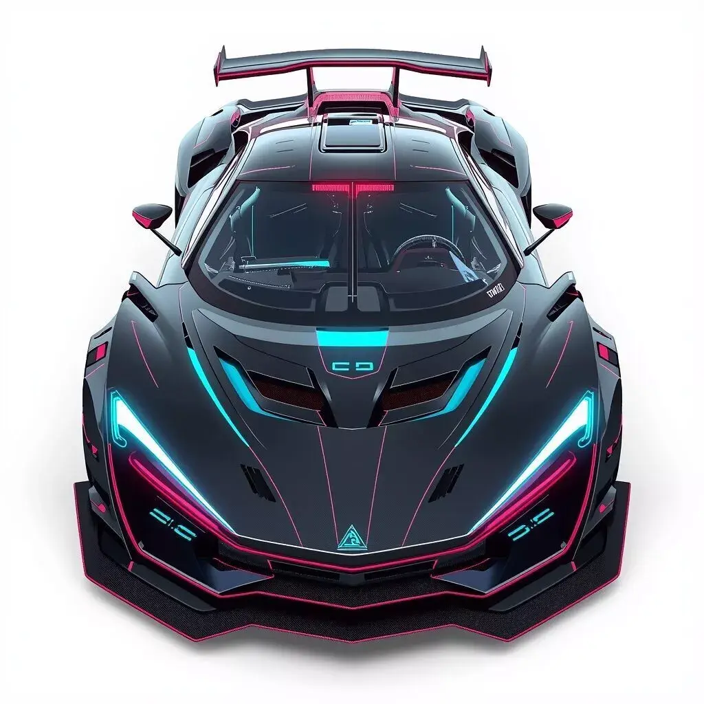 Sci-Fi Cyberpunk Hypercar Concept 3D Model Low-poly 3D model