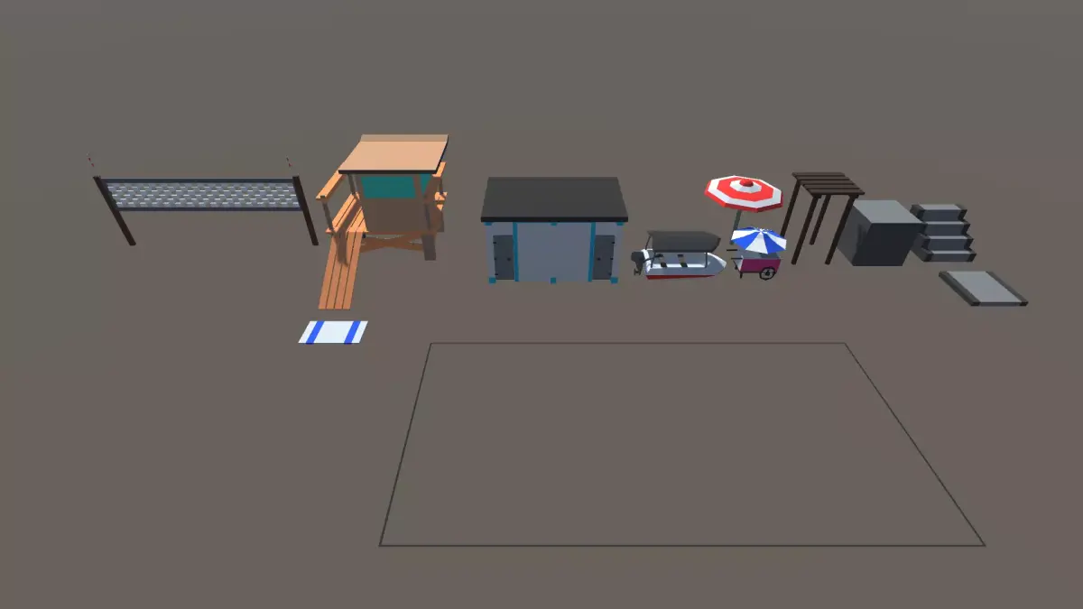 9t5 Low Poly Beach Low-poly 3D model