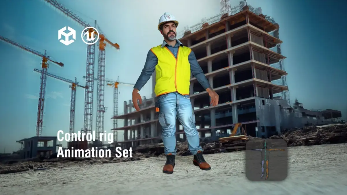 Construction Laborer with High Visibility Vest Low-poly 3D model