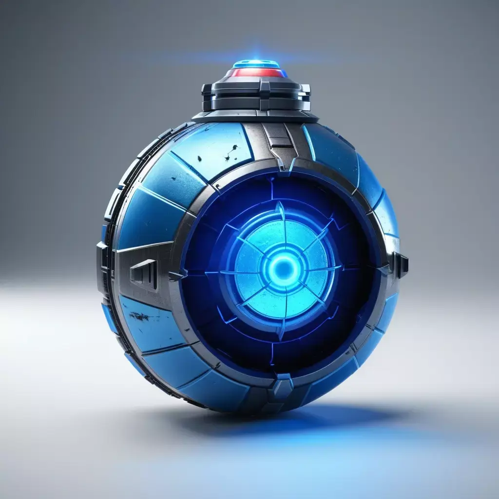 Futuristic Plasma Grenade with Blue Core 3D model