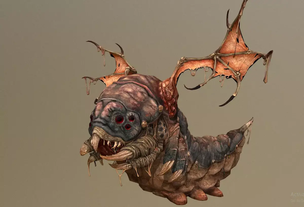 Winged Larva Sand Monsters Attack 3D model