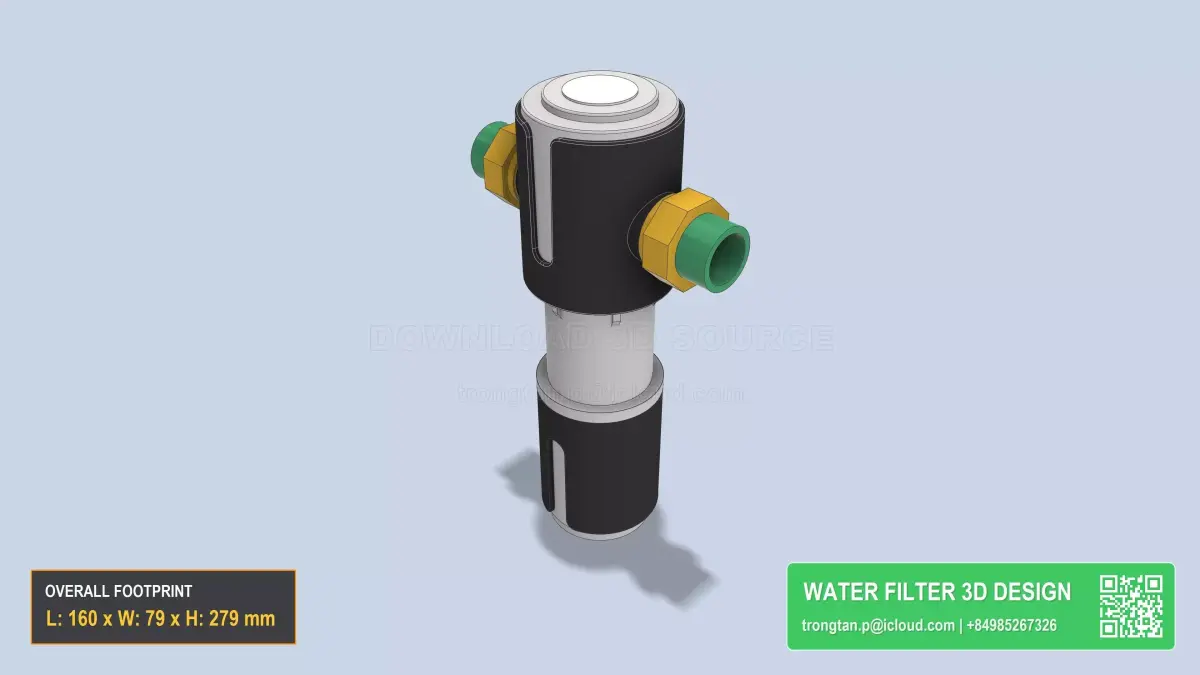Stainless Steel Household Water Filter 40 Micron Cartridge 3D model purchase