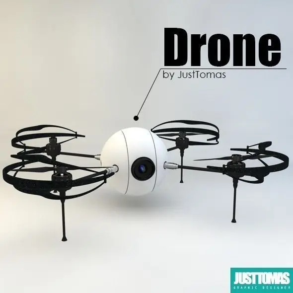 Drone with wheels Low-poly 3D model