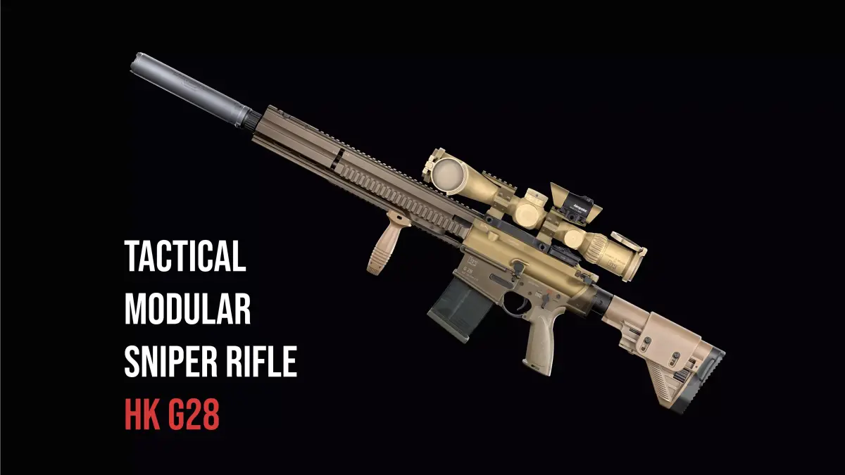 Tactical Modular Sniper Rifle HK G28 Low-poly 3D model