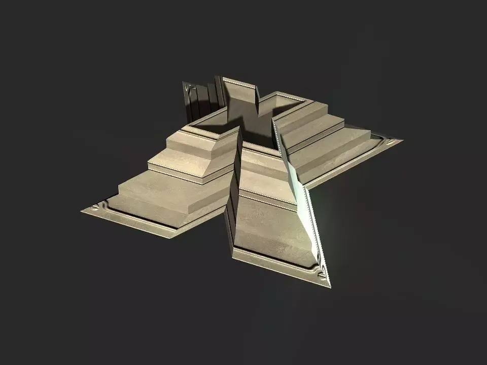 X block hollowed pyramid  Low-poly 3D model