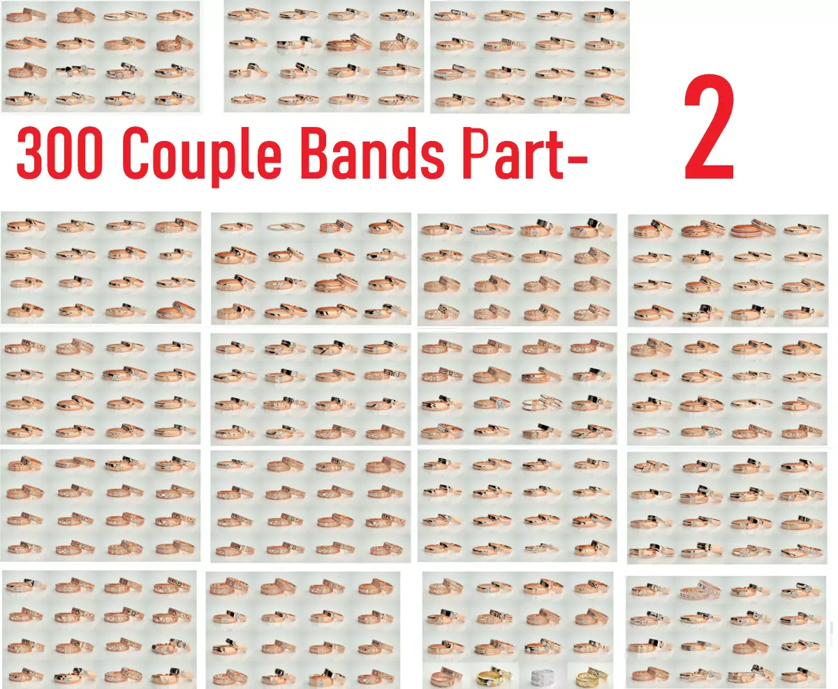 300 Couple Band Ring 3dm stl render detail Part-2  3D Model Pack