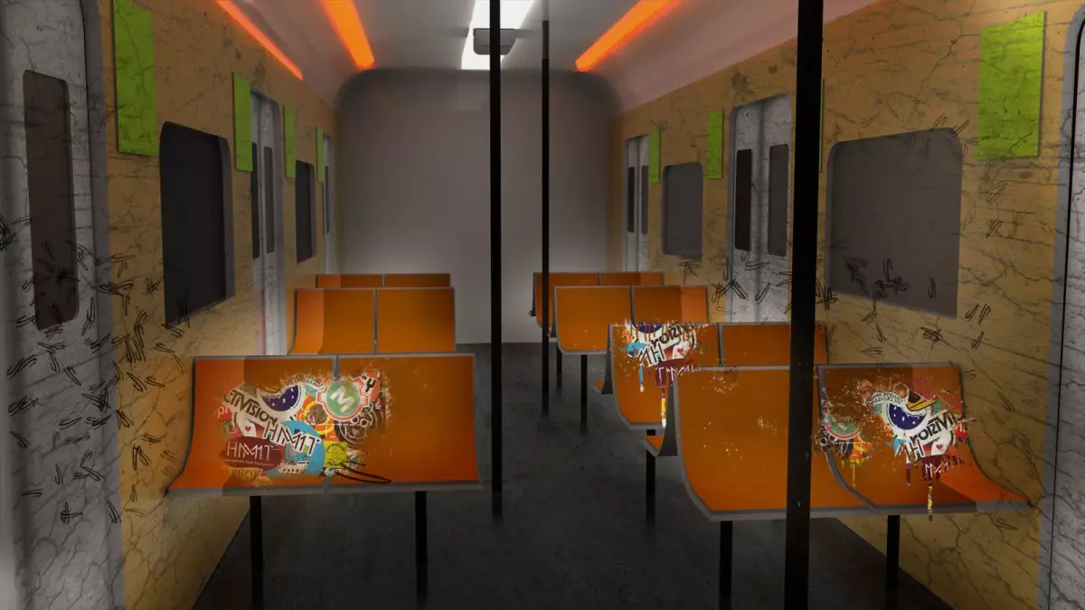 Subway Train Interior Low-poly 3D model