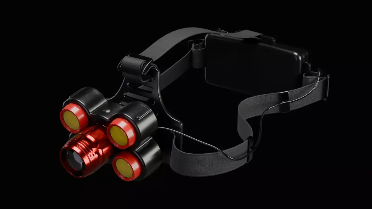 LED Headlamp Low-poly 3D model