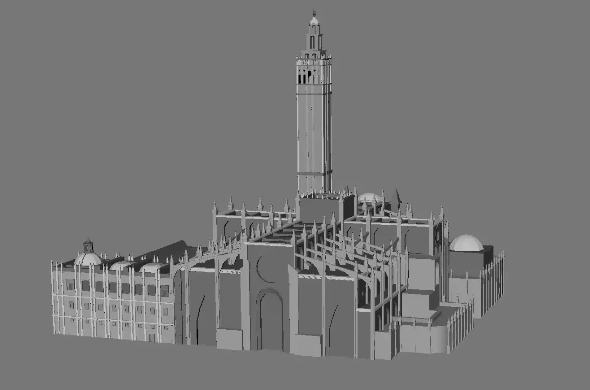 Cathedral of Sevilla lowpoly  and buildings 3D model