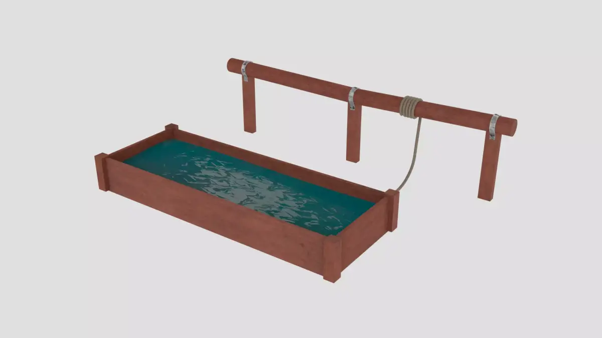 Horse Trough and Horse Post Low-poly  Low-poly 3D model