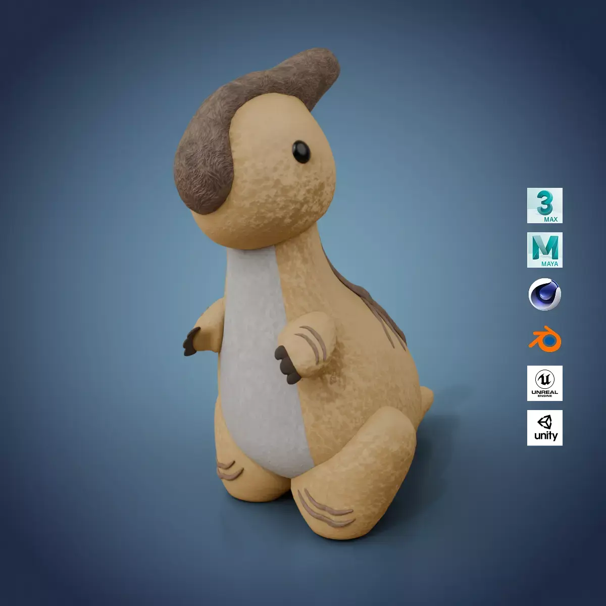 Dinosaur Plush Toy - Parasaurolophus Low-poly 3D model