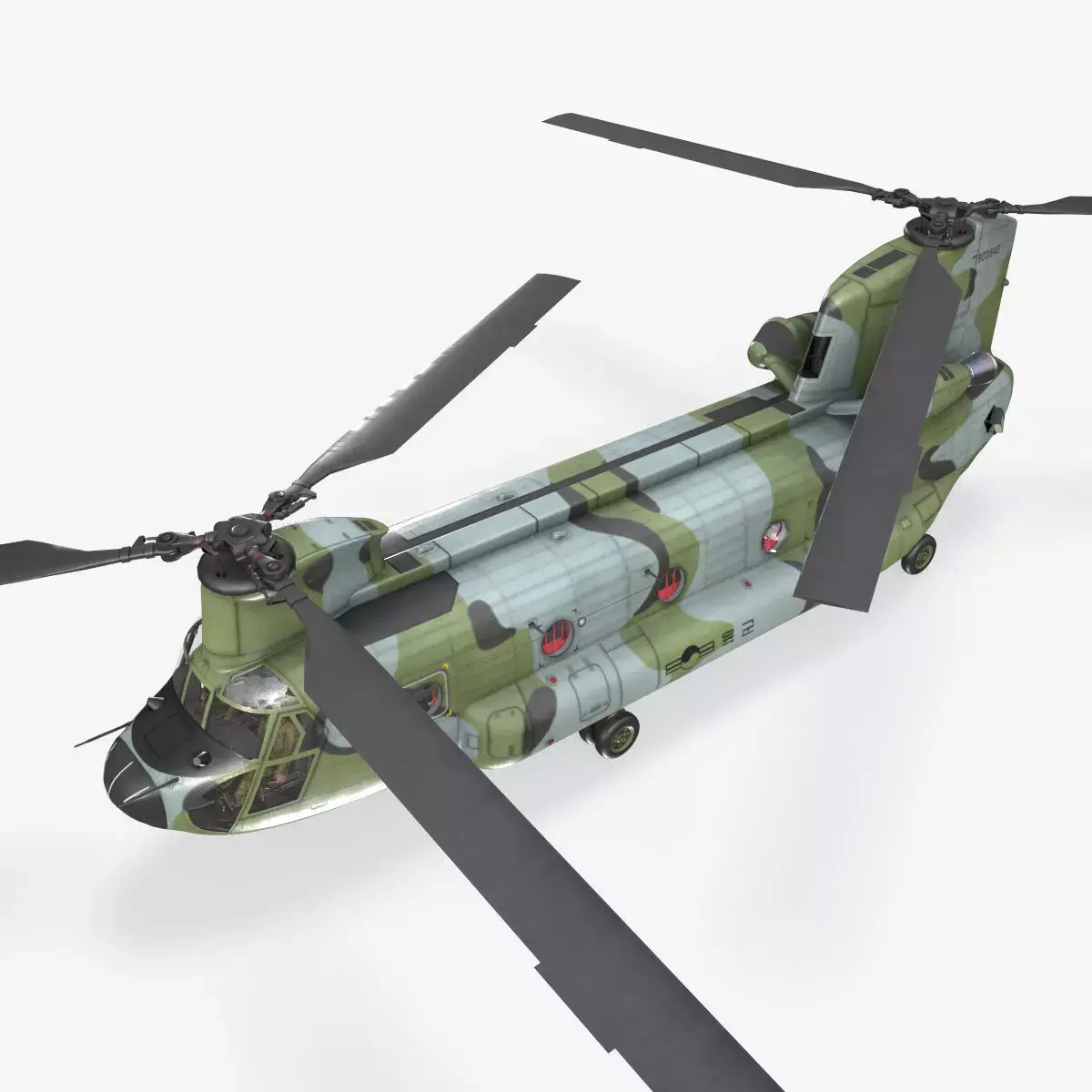 CH-47 Chinook Korean Army Complex Animation Low-poly 3D model