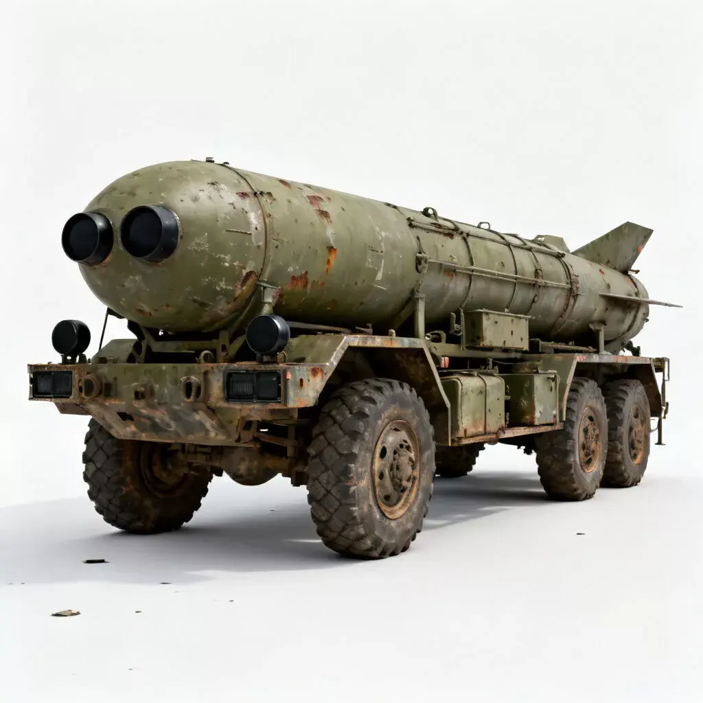 Realistic Rusty Missile Transport Truck 3D Model Low-poly 3D model