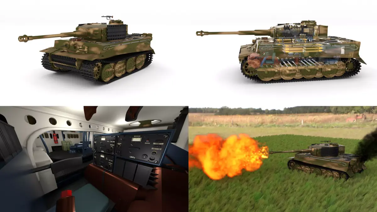 Fully built Panzer Tiger Tank Late 1944 v2 Firing HDRI 3D model
