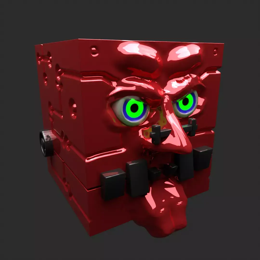 low poly evil cube Low-poly 3D model