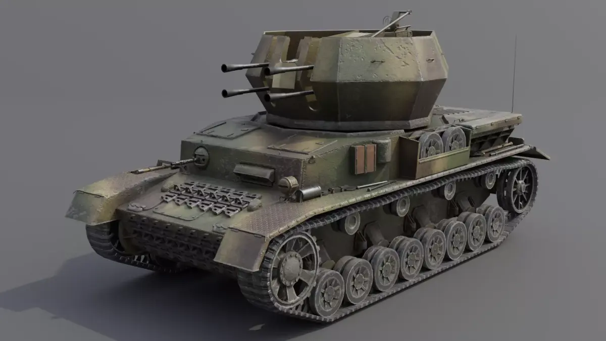 Flakpanzer IV Wirbelwind Anti-Aircraft Gun Low-poly 3D model