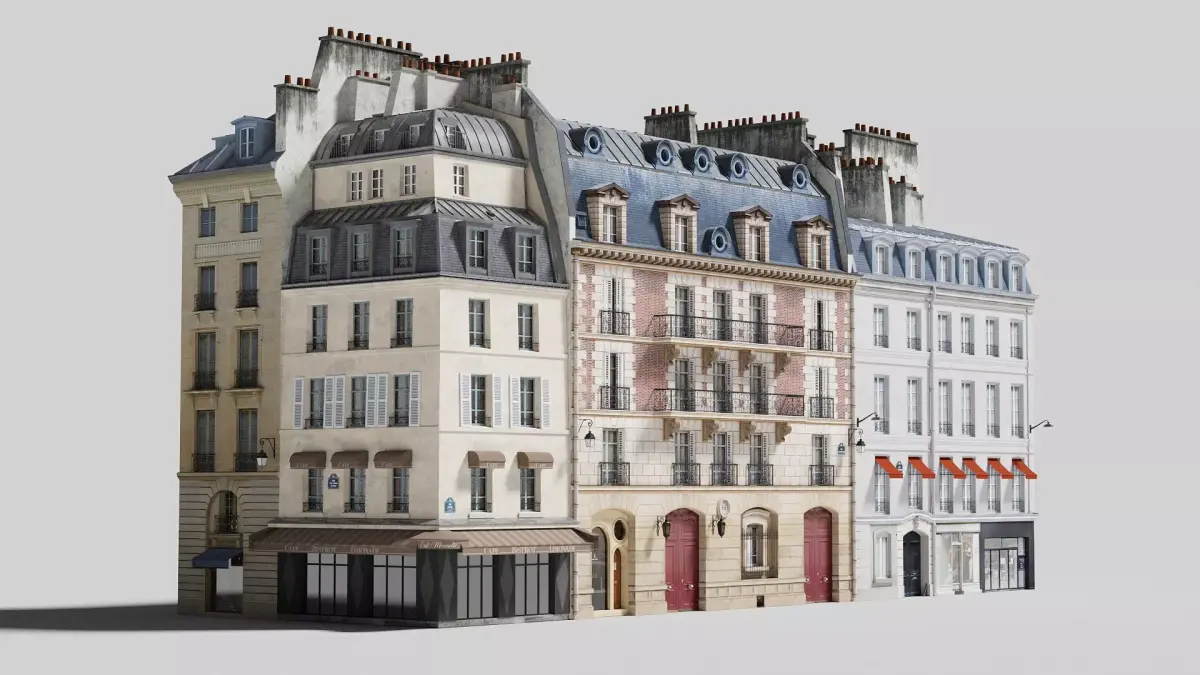 Paris quarter 1 Low-poly 3D model