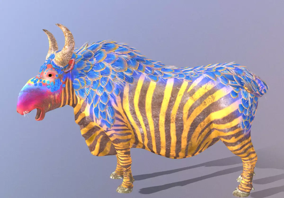 Mythical Zebra COW SHAKING butt IDLE 3D model