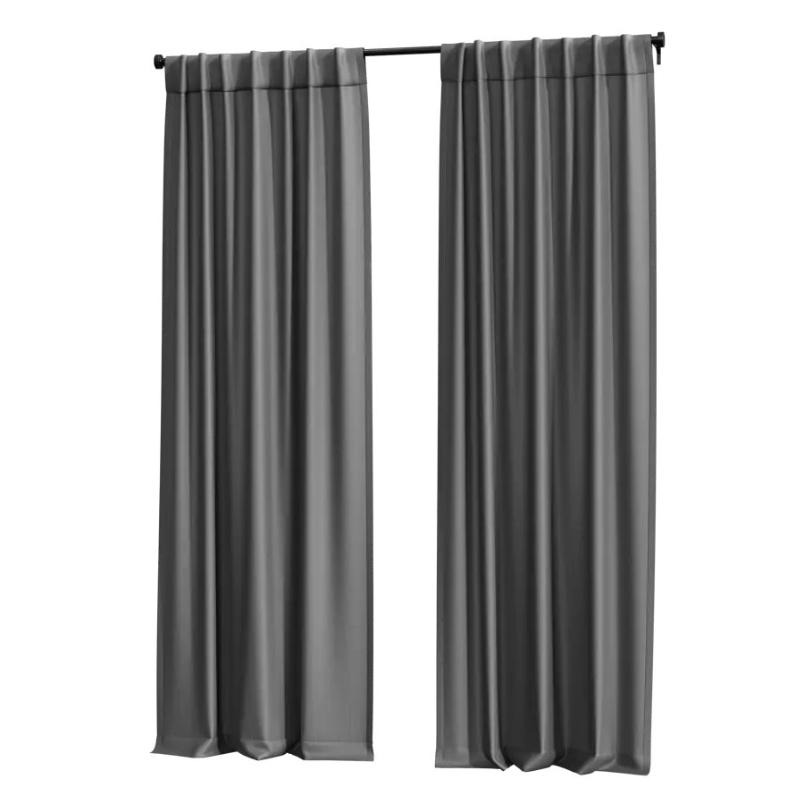  Back Tab Partly Open Curtains Model, Grey 