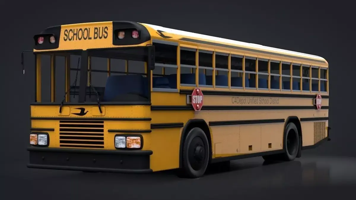 School Bus C4D Rigged 3D model