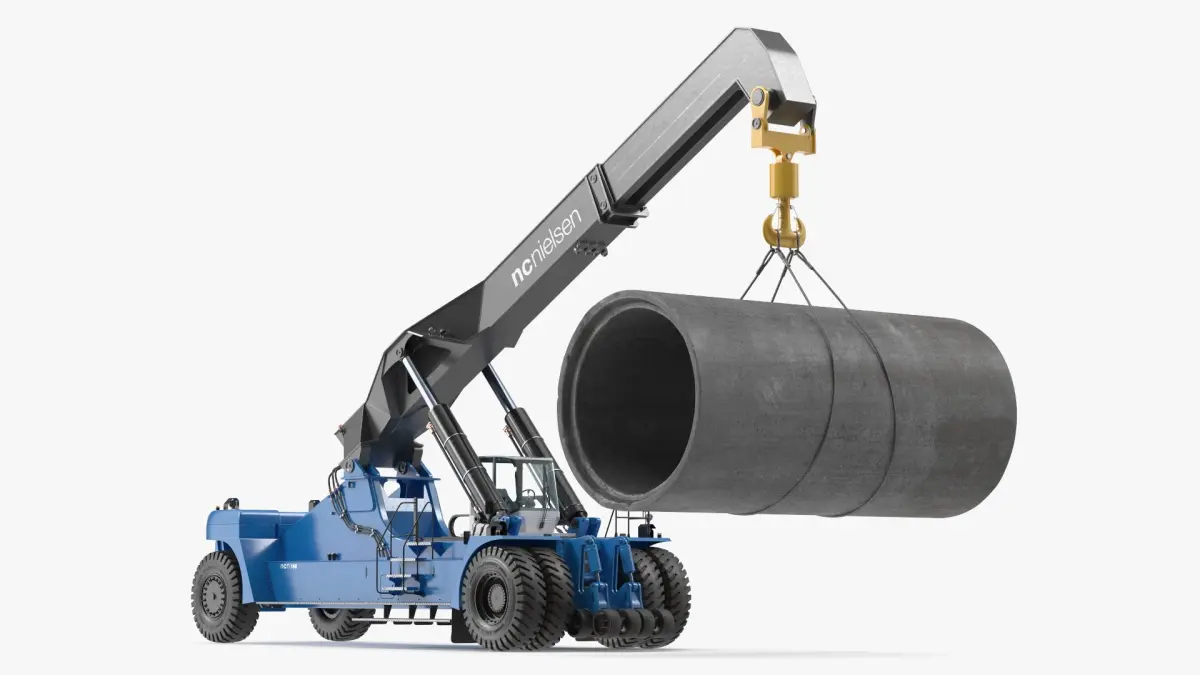 Mobile Reachstacker Nielsen NCN 180TH Lifting Concrete Pipe 3D model