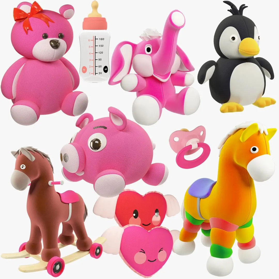 Stuffed Toys and Childcare Accessories Collection V1 3D model
